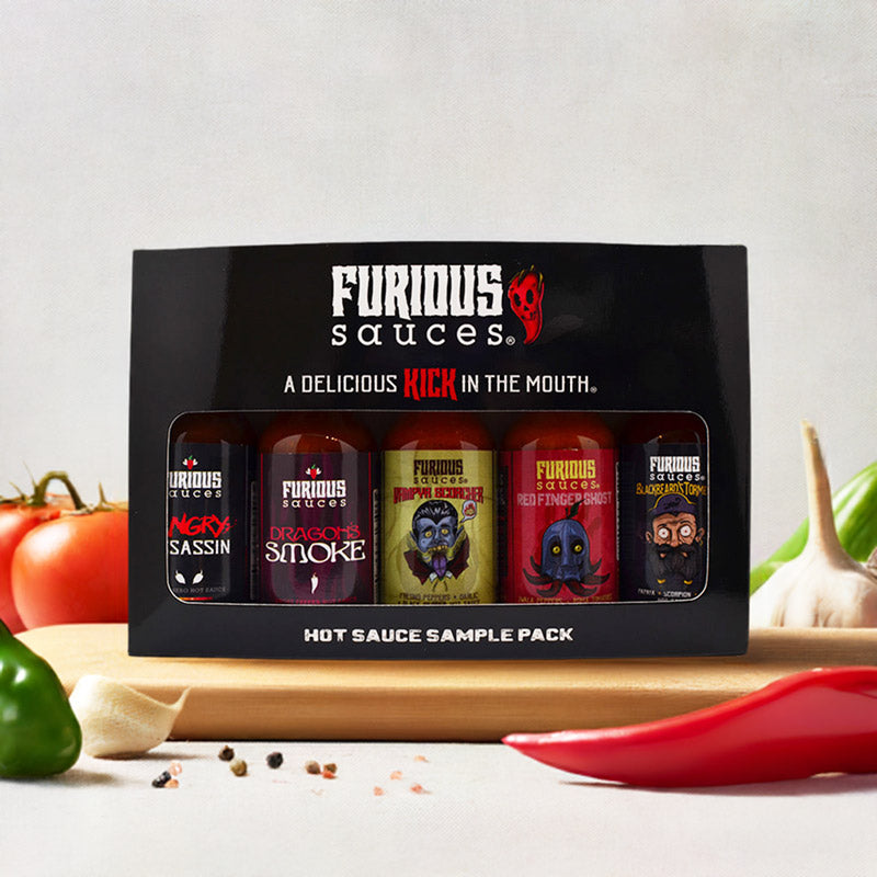 Scorching Hot Sauce Sample Pack (5 Small Bottles) Furious Sauces