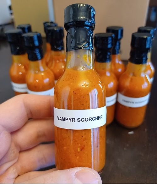 Meet Vampyr Scorcher! A new garlic-focused hot sauce in the works!