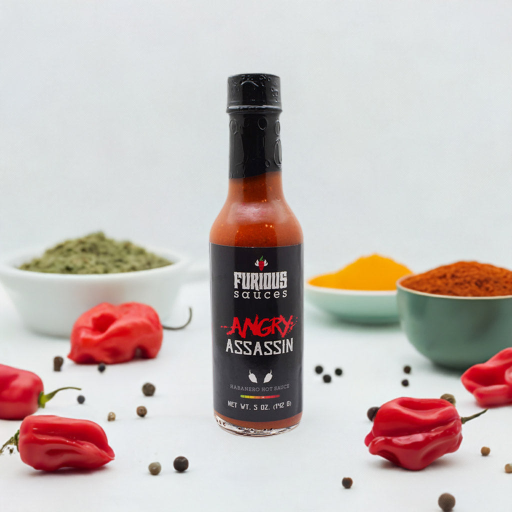 Angry Assassin (Red Habanero) Hot Sauce | Burgers | Wings | Chipotle | Savory