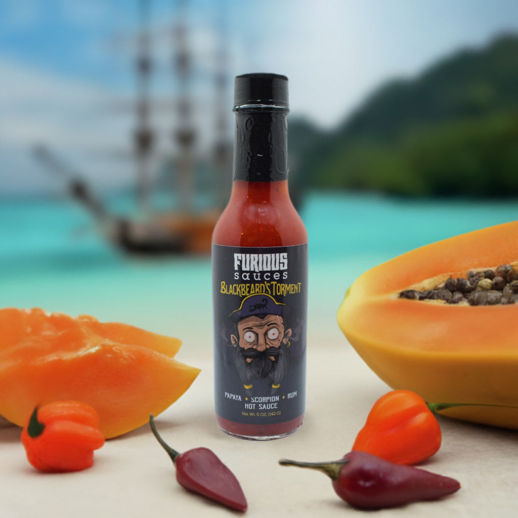 Blackbeard's Torment (Papaya Scorpion Rum) Hot Sauce | Caribbean Style | Seafood | Grilled Chicken