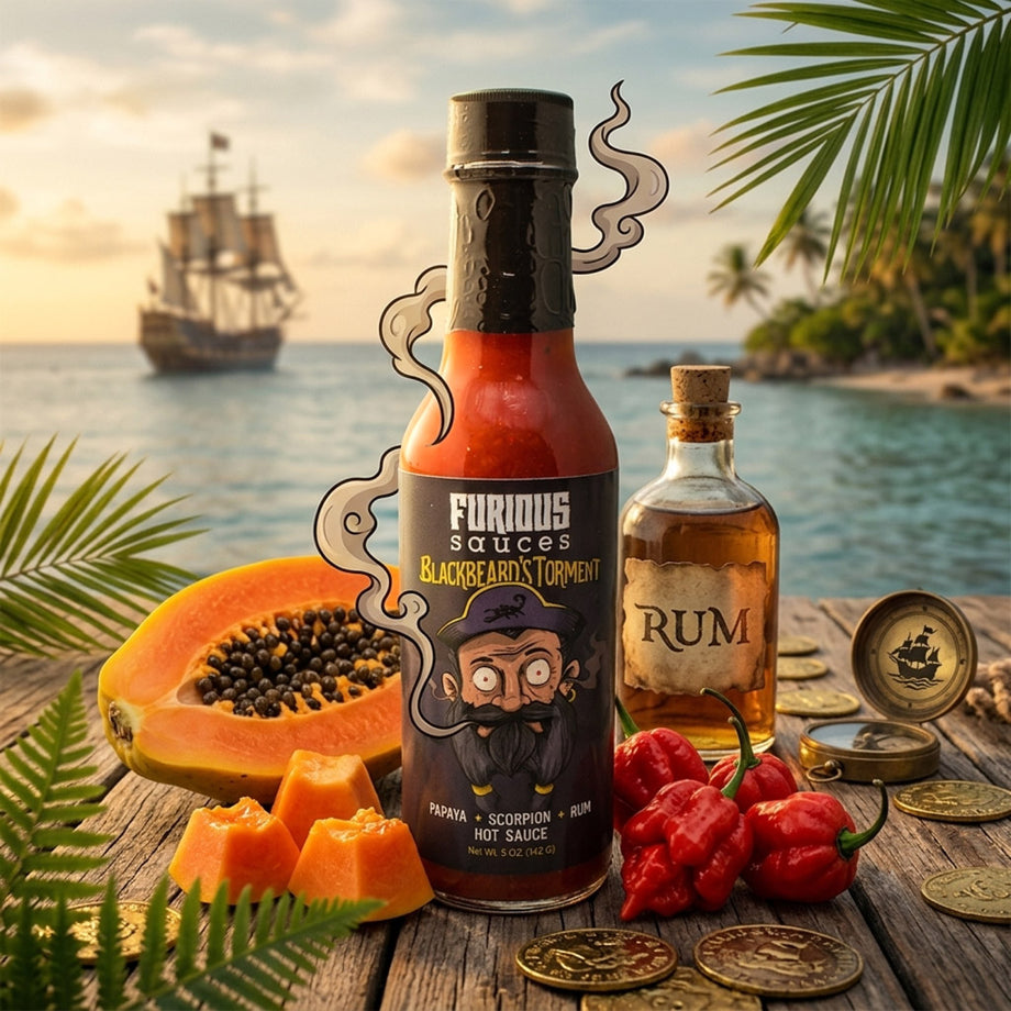 Blackbeard's Torment (Papaya Scorpion Rum) Hot Sauce | Furious Sauces