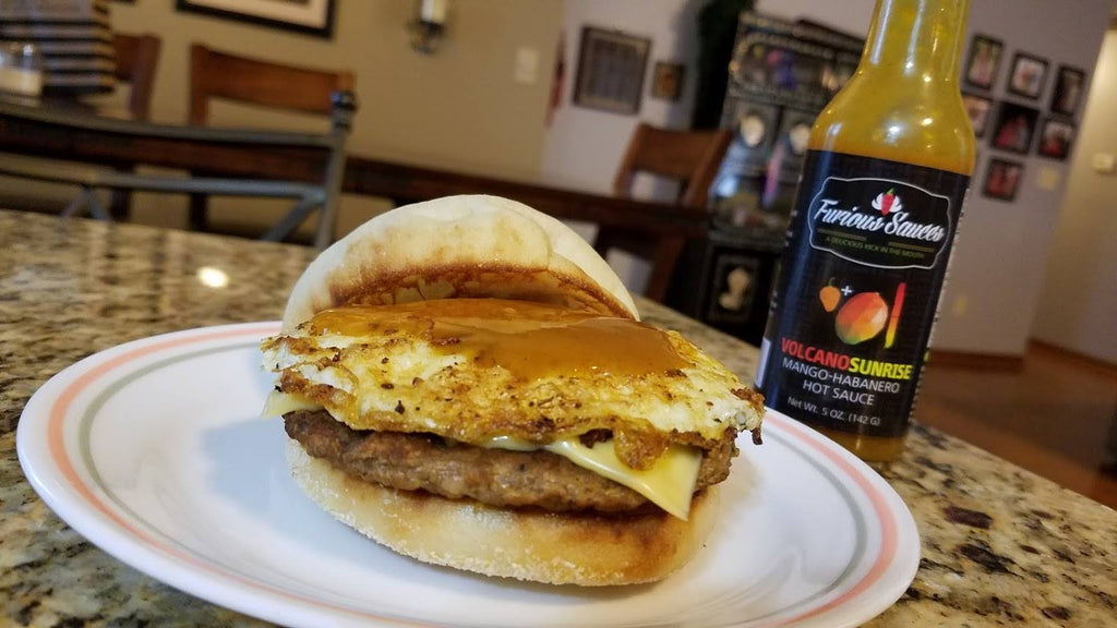 Volcano Sunrise on Sausage and Egg